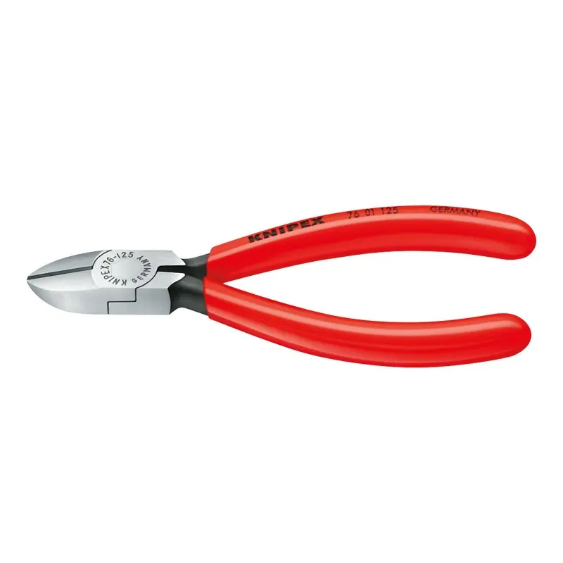 Calitate înaltă Cleste diagonal pentru electromecanica, Suprafata cromata si manere cu manson din plastic, L 125 mm, Knipex