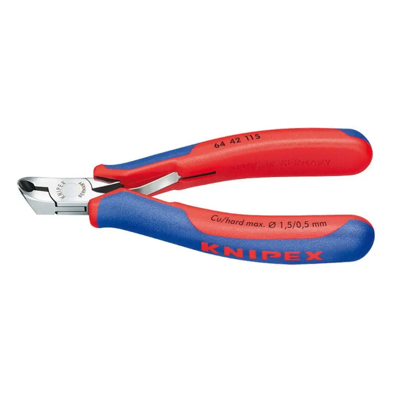 Transport gratuit Clesti de taiere frontala pentru electronisti, suprafata oglinda lustruita si manere cu manson bicomponent, L 115 mm, Knipex