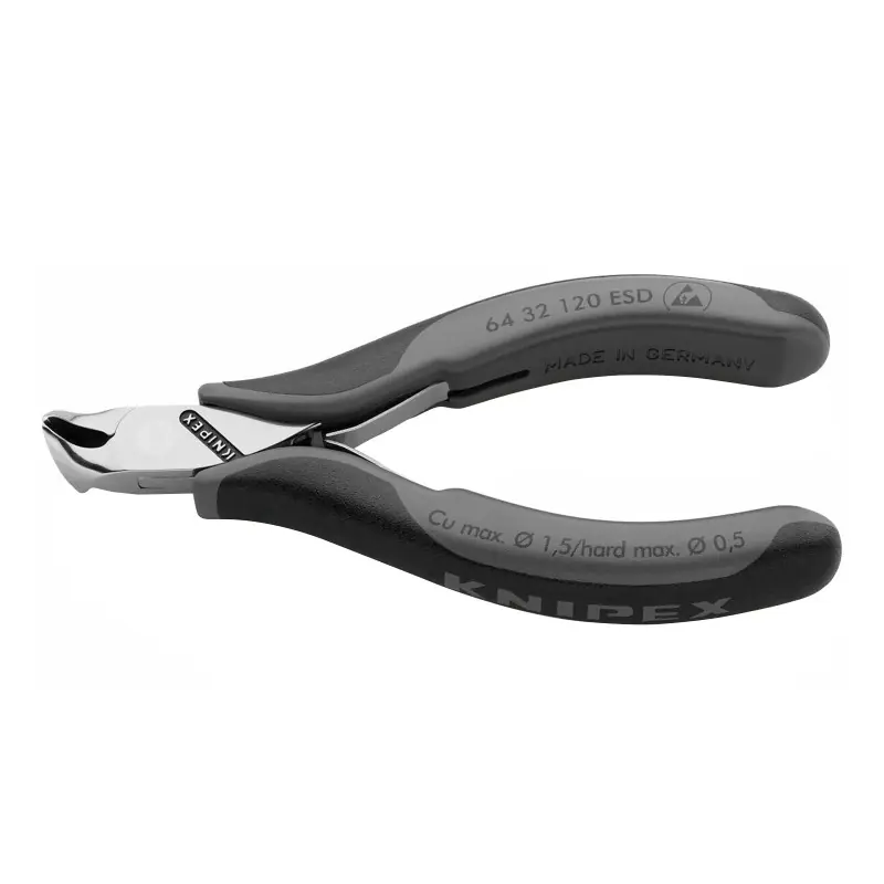 Clesti de taiere frontala pentru electronisti, ESD, L 120 mm, unghi de indoire al falcilor 15°, Knipex Preț mic