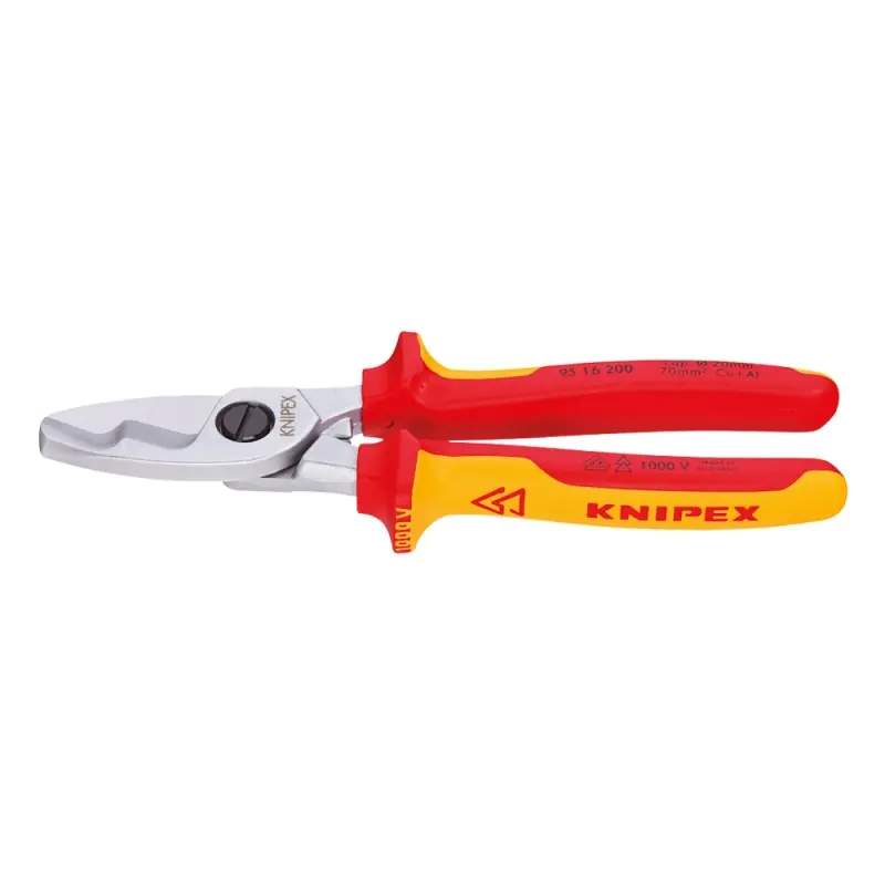 Cleste de taiat cabluri cu muchii de taiere duble, VDE 1000 V, L 200 mm, taiere Ø 20mm / 70 mm², AWG 2/0, Knipex Discount