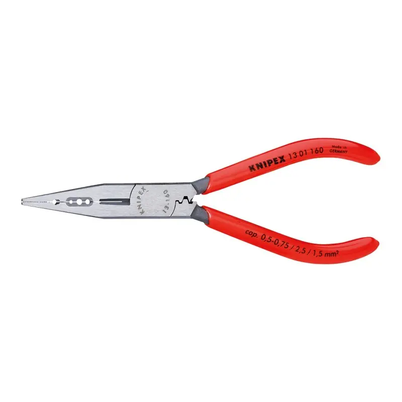 Cleste dezizolator pentru electricieni, cu strat protector negru lustruit si manere cu mansondin plastic, 160 mm, Knipex Popular