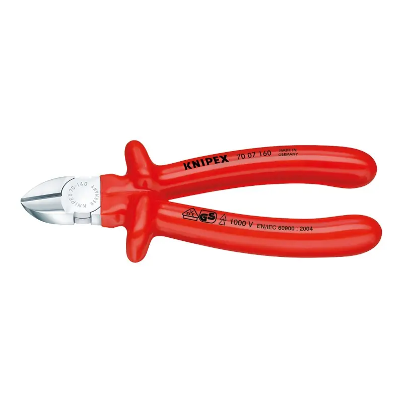 Cleste diagonal - Knipex clasic, cu suprafata cromata si manere cu manson monocomponent VDE 1000 V in adancime, Knipex Lichidare de stoc