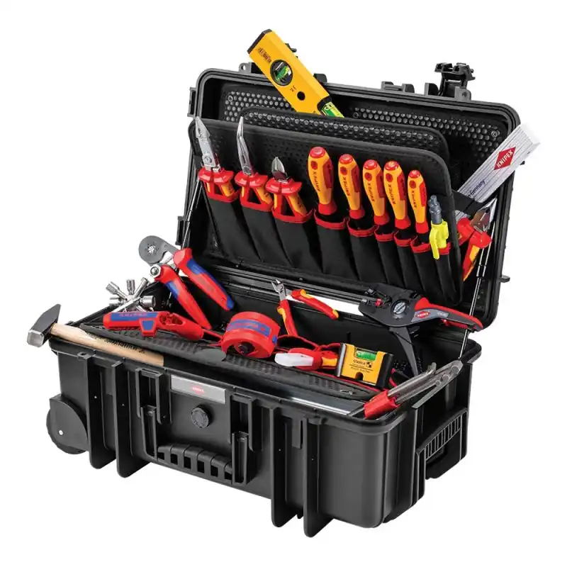 Ofertă limitată Trusa Electric, Robust 26E în cutie robustă din plastic tip troller, 55 x 35 x 23 cm, 23 piese, Knipex