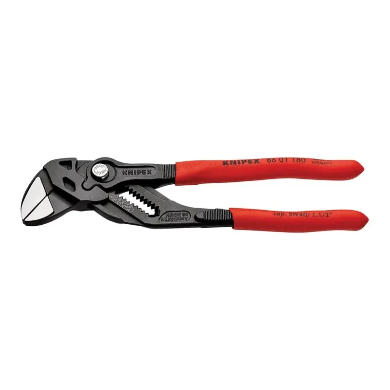 Retur gratuit Cleste cheie cu strat protector gri si manere cu manson din plastic, 180 mm, Knipex