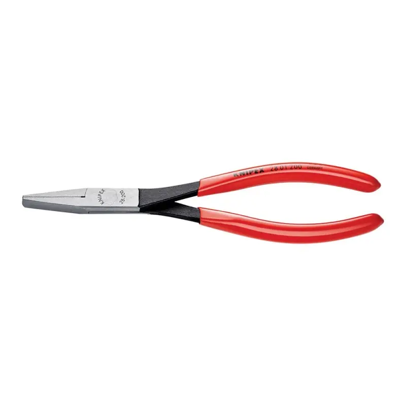 Plată sigură Cleste cu falci plate lungi subtiri, cu strat negru protector lustruit si manere cu manson din plastic, Knipex