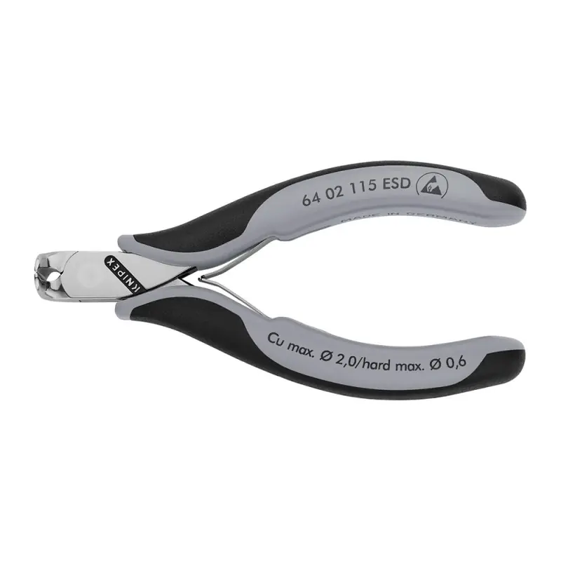 Premium Cleste de taiere frontala pentru electronisti, cu protectie la descarcare electrostatica, varf la 90°, L 115 mm, Knipex