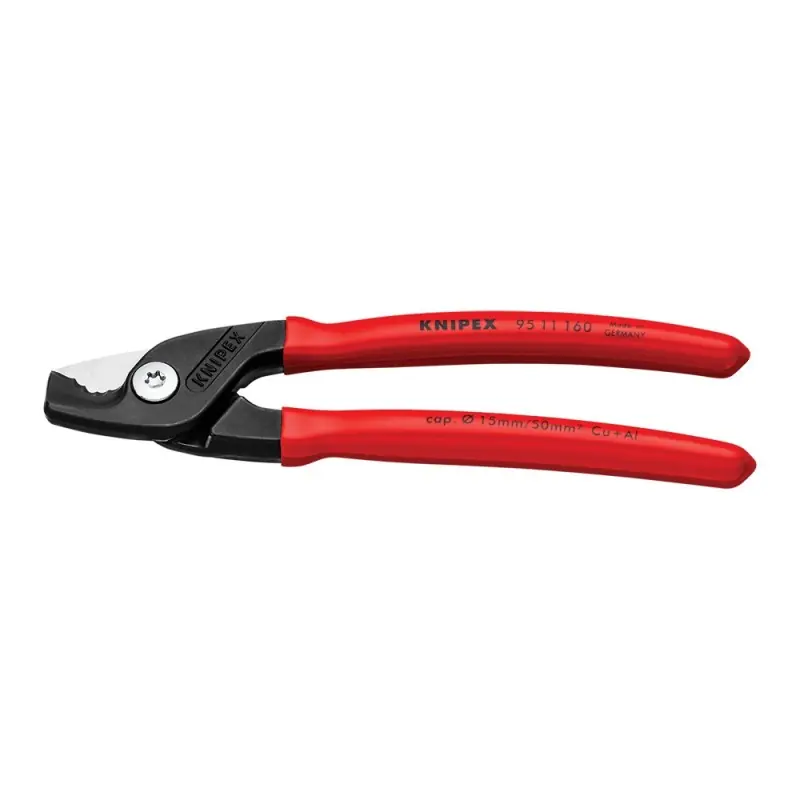 Chilipir Cleste de taiat cabluri de Cu si Al - Knipex StepCut, cu manere cu manson din plastic si articulatie cu bolt, Knipex