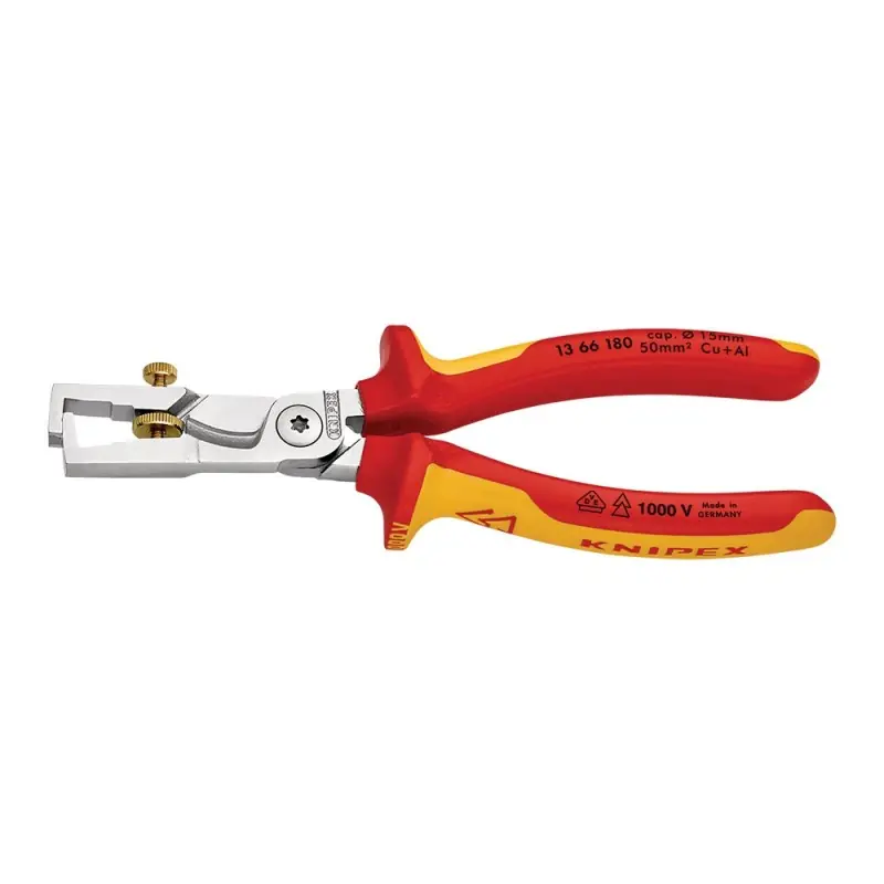 Cleste dezizolator Knipex StriX cu suprafata cromata si manere cu manson bicomponent VDE 1000 V, Knipex Preț mic
