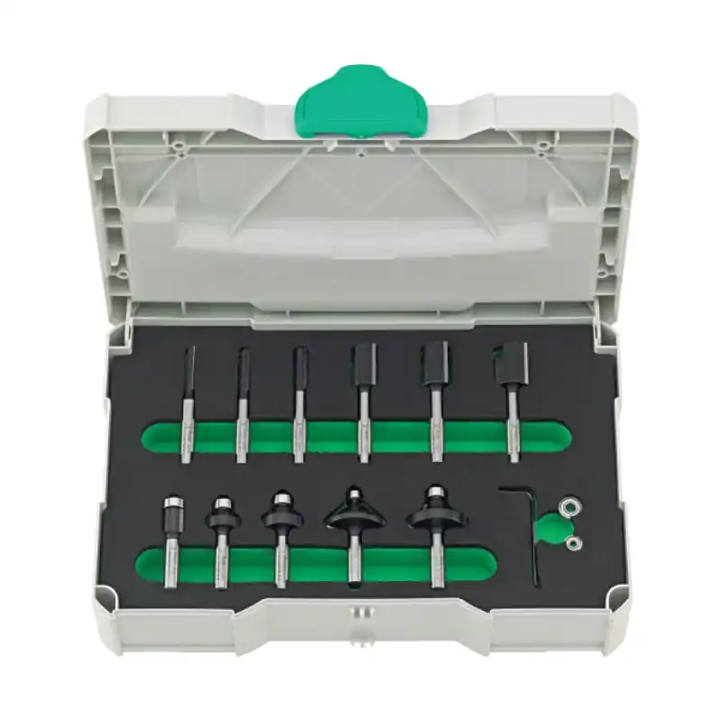 Doar azi Set de 11 freze combinate, în cutie din plastic, 2 taisuri din carbura, coada Ø 8mm, Format