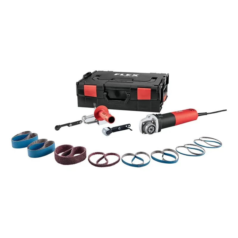 Masina cu banda si brat intinzator, pentru finisarea suprafetelor de metal, model FBE 8-4-140, 800 W, Flex Popular