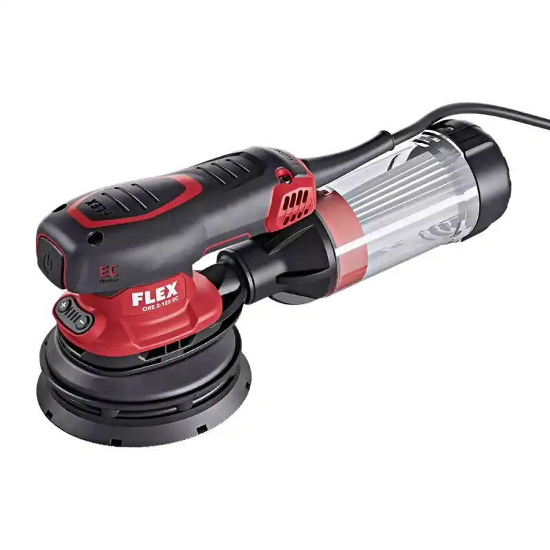 Noutate Set masina orbitala cu suport rotund ORE 2-125 EC, 260 W, 8000 - 12000 rpm, 125 mm diametru disc, Flex