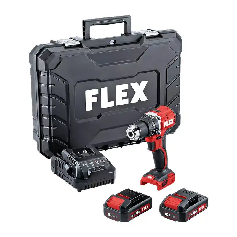 Doar azi Masina de gaurit compacta cu percutie, modelul PD2G EC LD/2.5 Set, 18 V - 2.5 Ah, 0 - 500 / 1800 rpm, motor fara perii, FLEX