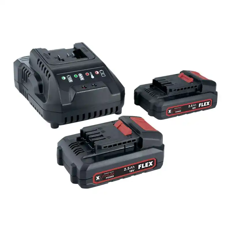 Vezi acum Set incarcator cu 2 acumulatori, model Power 22 Q, incarcator 18V, acumulatori 2 x 2.5 Ah, FLEX