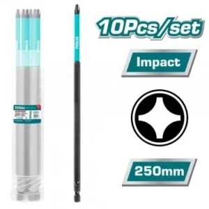 TOTAL - Set 10 biti de impact PH2x250mm Calitate înaltă