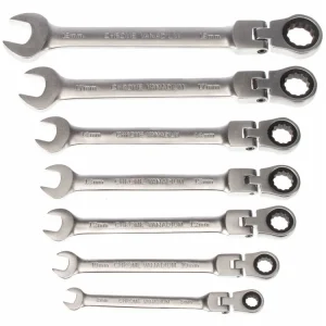 Premium Set de chei combinate articulate cu clichet, 7 buc.