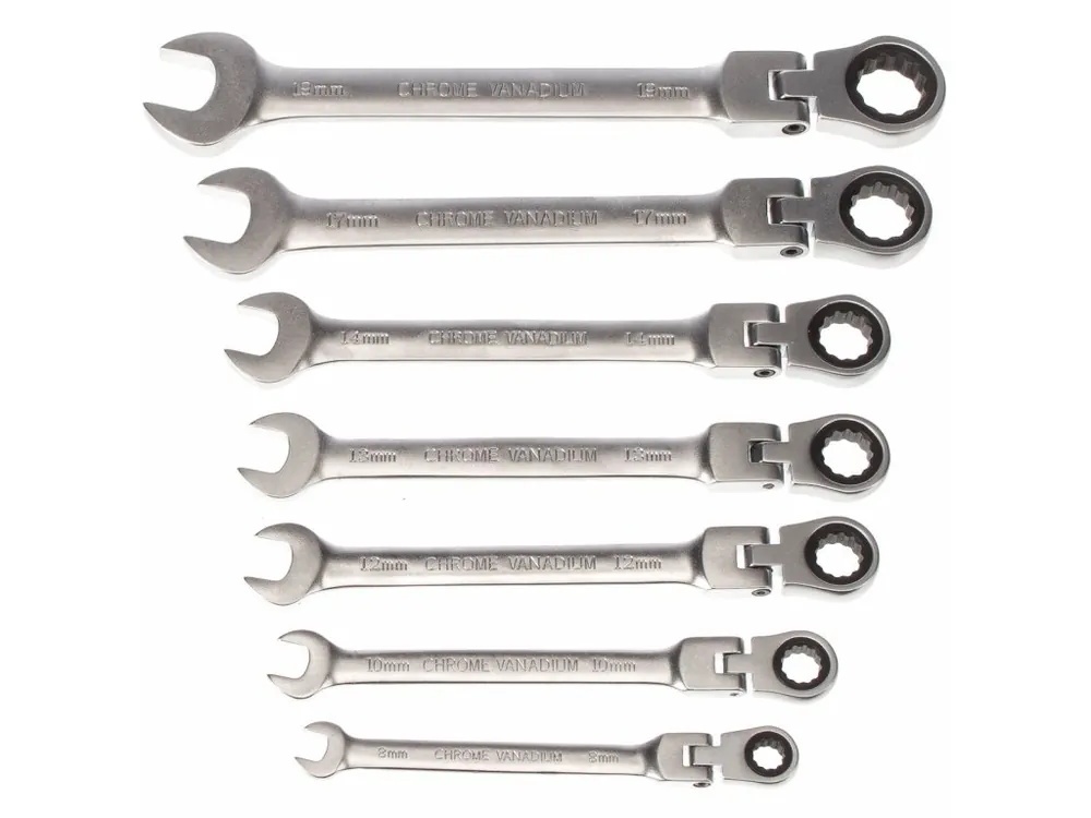 Premium Set de chei combinate articulate cu clichet, 7 buc.