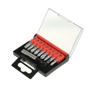 Premium Set biți de 1/4" cu suport magnetic într-o cutie de plastic, 10 bucăți
