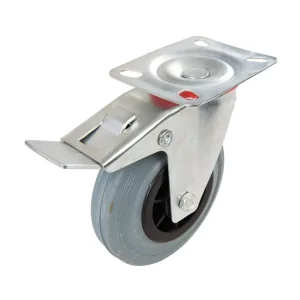 Livrare expres Roată pivotantă din cauciuc cu frână 125 mm - 100 kg Fixman