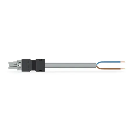 Ultima șansă pre-assembled connecting cable; Socket/open-ended; 2-pole; Cod. B; Control cable 2 x 1.0 mm²; 8 m; 1,00 mm²; gray Wago