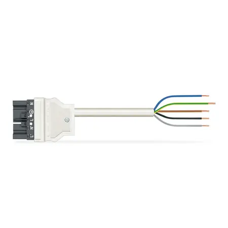 Ultima șansă pre-assembled connecting cable; Eca; Plug/open-ended; 5-pole; Cod. L; H05Z1Z1-F 5G 2.5 mm²; 4m; 2,50 mm²; dark gray Wago
