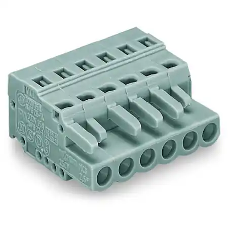 1-conductor female plug; 2.5 mm²; Pin spacing 5 mm; 8-pole; 2,50 mm²; gray Wago Discount