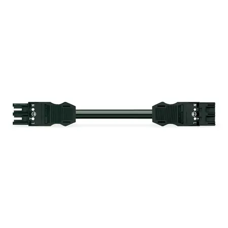 Ultima șansă pre-assembled interconnecting cable; Eca; Socket/plug; 3-pole; Cod. A; H05VV-F 3G 2.5 mm²; 3 m; 2,50 mm²; black Wago