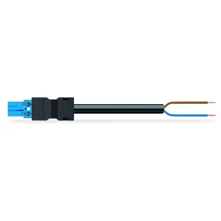 Ultima șansă pre-assembled connecting cable; Eca; Plug/open-ended; 2-pole; Cod. I; H05Z1Z1-F 2 x 1,50 mm²; 8 m; 1,50 mm²; blue Wago