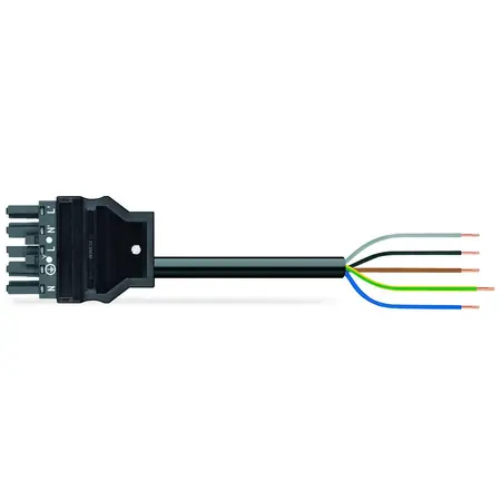 Transport gratuit pre-assembled connecting cable; Eca; Socket/open-ended; 5-pole; Cod. L; H05VV-F 5G 1.5 mm²; 6 m; 1,50 mm²; dark gray Wago