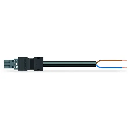 Ultima șansă pre-assembled connecting cable; Eca; Plug/open-ended; 2-pole; Cod. L; H05VV-F 2 x 2.5 mm²; 6 m; 2,50 mm²; dark gray Wago