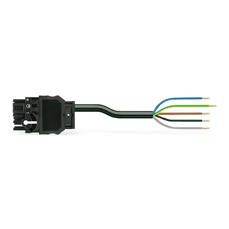 Ultima șansă pre-assembled connecting cable; Eca; Distribution connector with phase selection/open-ended; 5-pole; Cod. A; H05Z1Z1-F 5G 2.5 mm²; 2 m; 2,50 mm²; black Wago