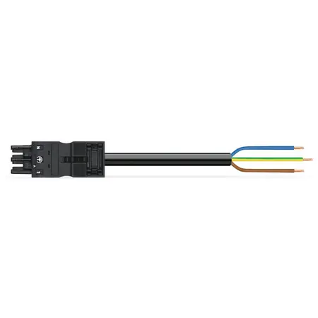Vezi acum pre-assembled connecting cable; Eca; Socket/open-ended; 3-pole; Cod. A; H05VV-F 3G 2.5 mm²; 8 m; 2,50 mm²; black Wago