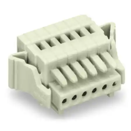 Ultima șansă 1-conductor female plug; 100% protected against mismating; Locking lever; 0.5 mm²; Pin spacing 2.5 mm; 4-pole; 0,50 mm²; light gray Wago