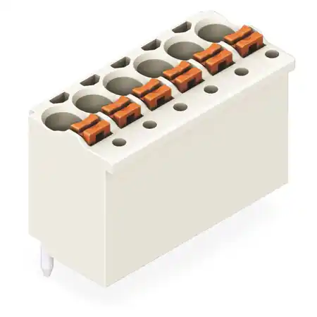 1-conductor THT female header; 1.0 mm Ø solder pin; straight; 1.5 mm²; Pin spacing 3.5 mm; 6-pole; 1,50 mm²; light gray Wago Doar azi