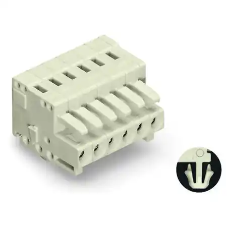 1-conductor female plug; 100% protected against mismating; Snap-in mounting feet; 1.5 mm²; Pin spacing 3.5 mm; 6-pole; 1,50 mm²; light gray Wago Ofertă specială