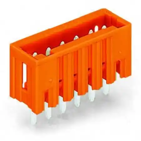 Ultima șansă THT male header; 1.0 x 1.0 mm solder pin; straight; 100% protected against mismating; Pin spacing 3.81 mm; 3-pole; orange Wago