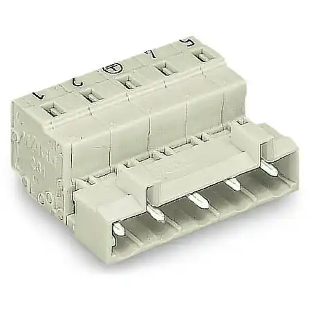 1-conductor male connector; 100% protected against mismating; Preceding ground contact; direct marking; 2.5 mm²; Pin spacing 7.5 mm; 5-pole; 2,50 mm²; light gray Wago Doar azi