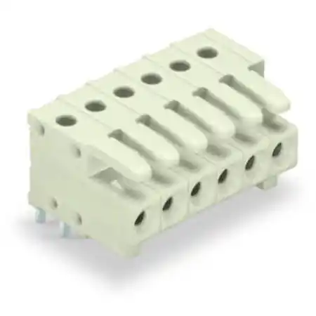 Ultima șansă THT female header; 0.9 x 0.9 mm solder pin; angled; 100% protected against mismating; Pin spacing 3.5 mm; 4-pole; light gray Wago