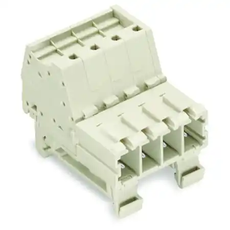 1-conductor male connector; 100% protected against mismating; DIN-35 rail mounting; 10 mm²; Pin spacing 7.62 mm; 5-pole; 10,00 mm²; light gray Wago Bestseller