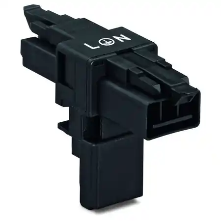 Ultima șansă T-distribution connector; 3-pole; Cod. A; 1 input; 2 outputs; 2 locking levers; black Wago