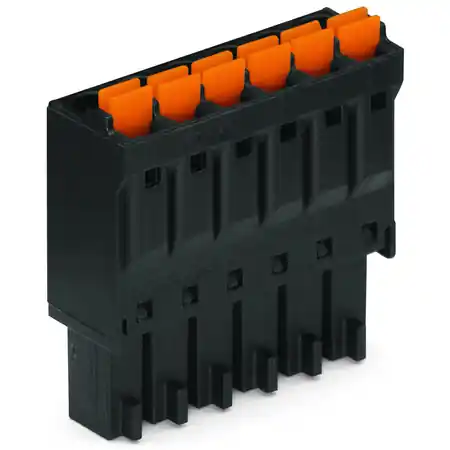 1-conductor female plug; push-button; 1.5 mm²; Pin spacing 3.5 mm; 8-pole; 1,50 mm²; black Wago Bestseller