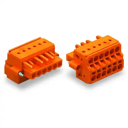 2-conductor female connector; Screw flange; 2.5 mm²; Pin spacing 5.08 mm; 5-pole; 2,50 mm²; orange Wago Cumpără online