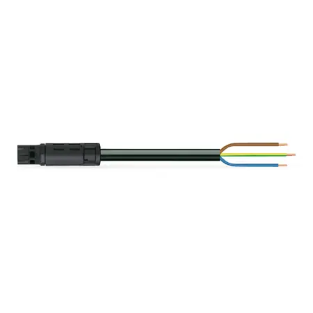 Transport gratuit pre-assembled connecting cable; Eca; Socket/open-ended; 3-pole; Cod. A; H05VV-F 3G 2.5 mm²; 5 m; 2,50 mm²; black Wago