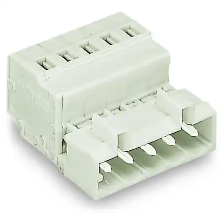 1-conductor male connector; 100% protected against mismating; Snap-in mounting feet; 2.5 mm²; Pin spacing 5 mm; 5-pole; 2,50 mm²; light gray Wago Preț redus