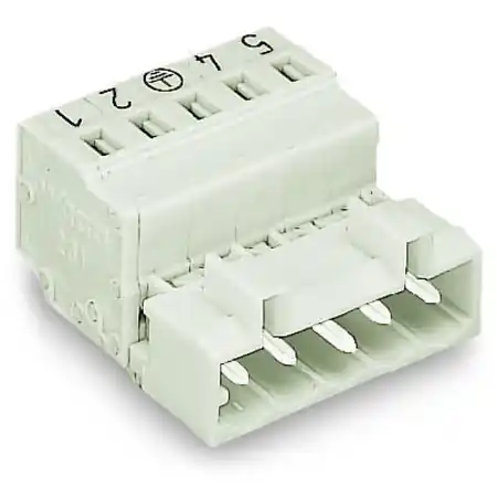 1-conductor male connector; 100% protected against mismating; Preceding ground contact; Snap-in mounting feet; Snap-in flange; direct marking; 2.5 mm²; Pin spacing 5 mm; 5-pole; 2,50 mm²; light gray Wago Cumpărături sigure
