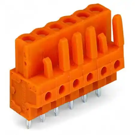 Ultima șansă THT female header; 0.6 x 1.0 mm solder pin; straight; Pin spacing 5.08 mm; 10-pole; orange Wago