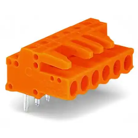 Vezi acum THT female header; 0.6 x 1.0 mm solder pin; angled; Pin spacing 5.08 mm; 7-pole; orange Wago