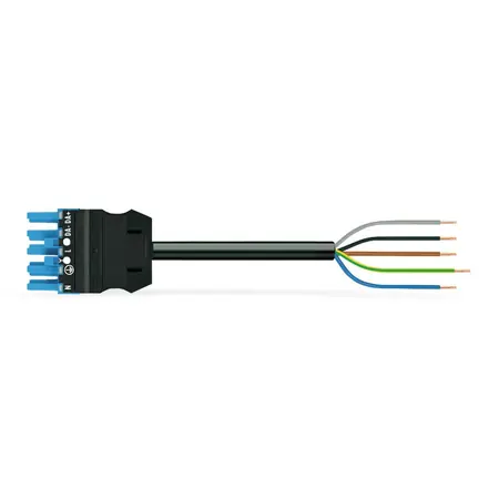 Transport gratuit pre-assembled connecting cable; Eca; Socket/open-ended; 5-pole; Cod. I; H05VV-F 5G 2.5 mm²; 5 m; 2,50 mm²; blue Wago