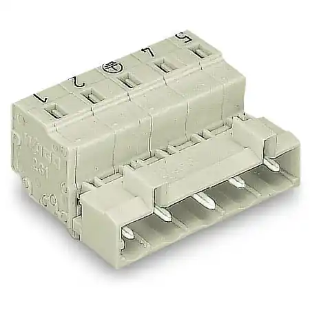 1-conductor male connector; 100% protected against mismating; Preceding ground contact; Snap-in mounting feet; direct marking; 2.5 mm²; Pin spacing 7.5 mm; 4-pole; 2,50 mm²; light gray Wago Livrare expres