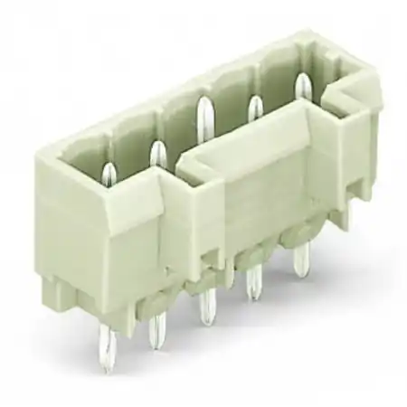 Ultima șansă THT male header; 1.0 x 1.0 mm solder pin; straight; 100% protected against mismating; Pin spacing 5 mm; 16-pole; light gray Wago