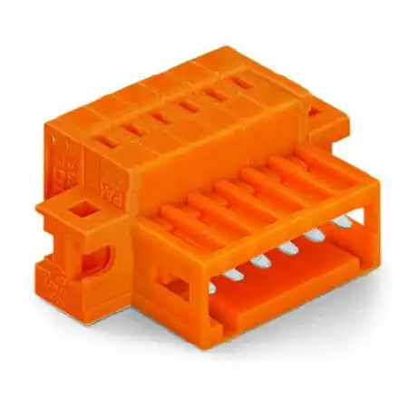 1-conductor male connector; 100% protected against mismating; clamping collar; 1.5 mm²; Pin spacing 3.81 mm; 6-pole; 1,50 mm²; orange Wago Reducere de preț